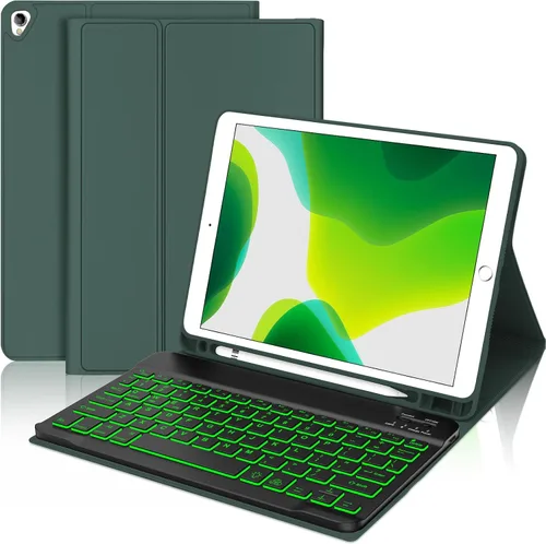 Vista 16 de Funda con teclado táctil para iPad de 9ª/8ª/7ª generación de 10.2 pulgadas, Pro 10.5, Air 3ª generación, funda inteligente con soporte para lápices