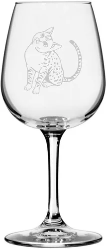 Vista 27 de Copa de vino de 12.75 onzas con temática de gato abisinio grabada para todo uso