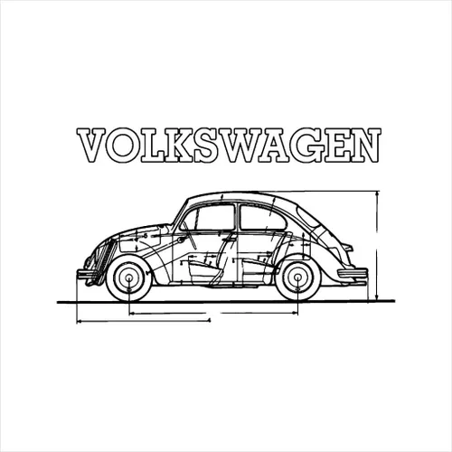 Vista 2 de Volkswagen Beetle Black Technical Schematic Men's Hooded Sweatshirt