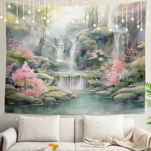 Vista 20 de Shrahala Modern Abstract Artwork Wall Tapestry, Orange Black Beige Wall Hanging Large Tapestry Decoration Polyester Fiber White Hem Around for Dorm