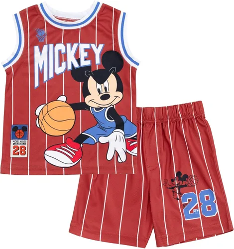 Vista 8 de Conjunto de playera y pantalones cortos de baloncesto para niños de Disney – Atuendo deportivo para niños pequeños y grandes (2T-10/12)