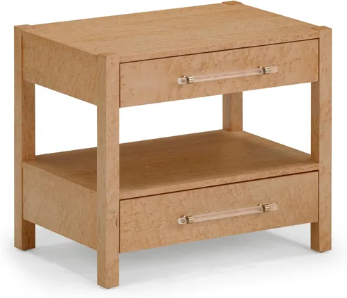 Vista 3 de TOV Furniture Brandyss Burl - Mesita de noche rectangular de madera con 2 cajones, 26 x 17 pulgadas, mesa auxiliar con almacenamiento (Maple)