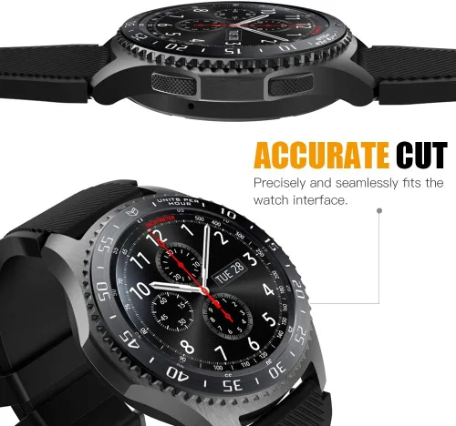 Vista 4 de MoKo Anillo de bisel compatible con Samsung Gear S3/Galaxy Watch 1.811 in, cubierta adhesiva de acero inoxidable resistente a los arañazos