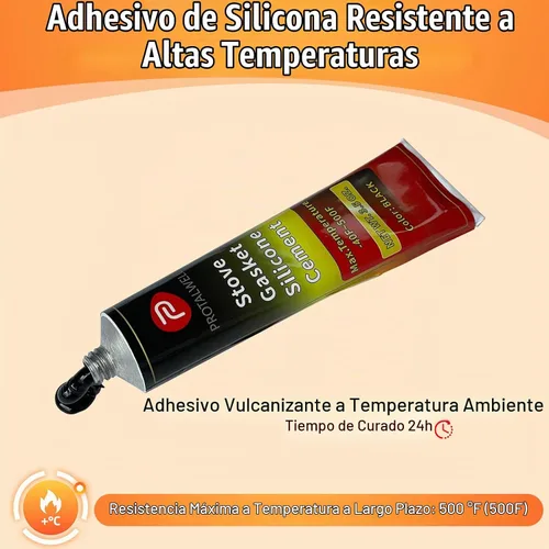 Vista 2 de Cemento para junta de puerta de estufa de leña, adhesivo resistente a altas temperaturas, material de silicona, negro, 3.5 onzas líquidas