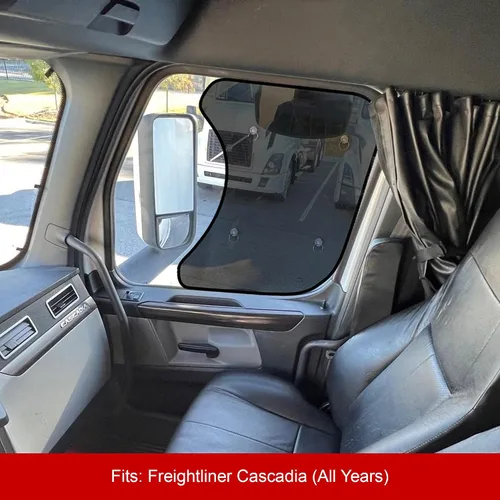 Vista 3 de Parasol de ventana lateral para semircamión, ajuste personalizado para Freightliner Cascadia (todos los años), protección UV interior, fácil