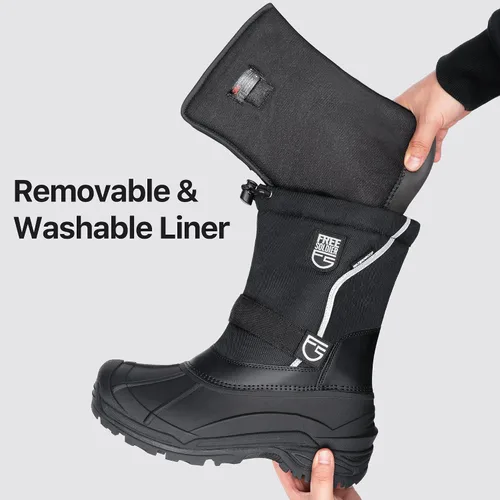 Vista 8 de FREE SOLDIER Botas de nieve impermeables para hombre con forro extraíble Negro