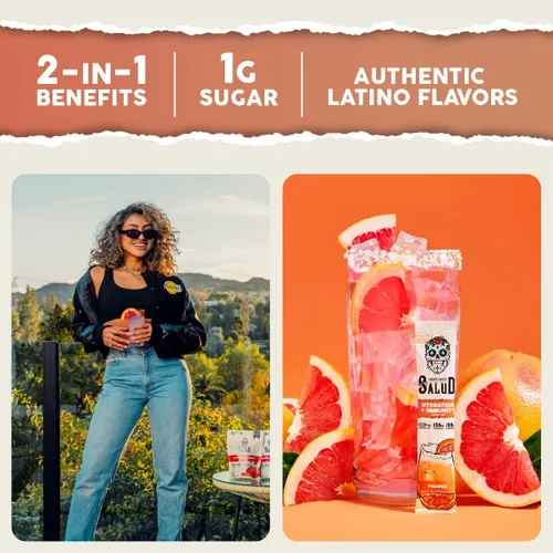 Vista 2 de Salud - Paquete de 2 Hidratación 2 en 1 + inmunidad (Paloma) e hidratación + inmunidad (lima de pepino) – 15 porciones cada una, mezcla de bebida