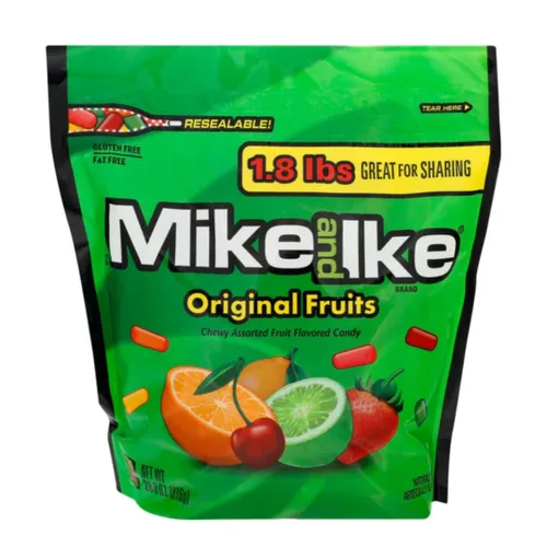 Vista 3 de Mike & Ike - Frutas originales - Caramelos masticables surtidos - Bolsa resellable de 1.8 libras