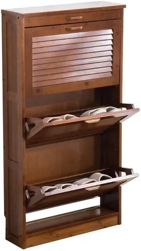 Vista 4 de Zapatero organizador de muebles de 2 cajones, gabinete de almacenamiento para pies, unidad organizadora de almacenamiento para el hogar, zapatero
