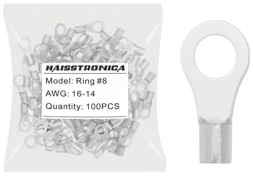 Vista 12 de haisstronica 30 terminales de horquilla de 1/4 "AWG 8 sin aislamiento