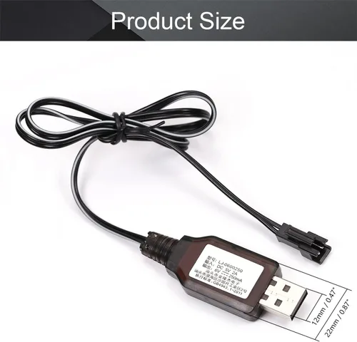 Vista 2 de Fielect Cable cargador USB de 6V 250mA con conector SM-2P enchufe para coche RC Ni-MH Ni-CD batería