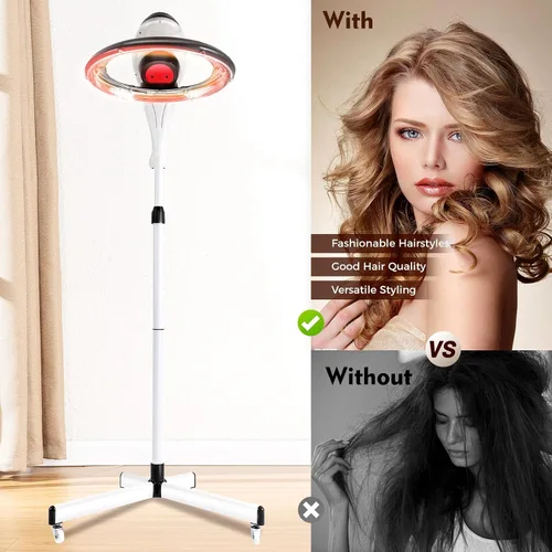 Vista 4 de YIYIBYUS Secador de pelo de pie, procesador profesional giratorio orbitante para teñir el cabello, tratamiento con aceite, secado de cabello, Gris