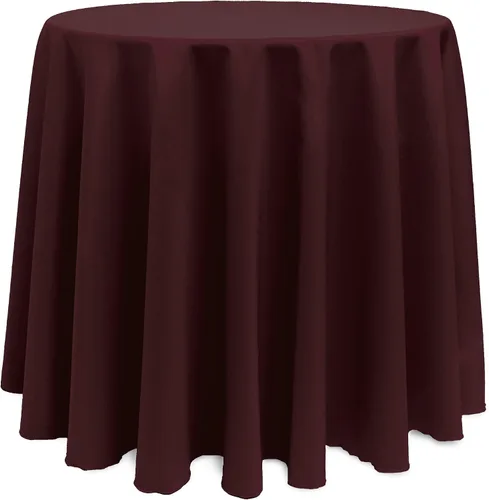 Vista 55 de Ultimate Textile Mantel redondo de lino de poliéster de 132 pulgadas, color rojo festivo