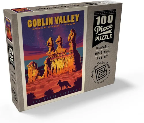 Vista 2 de MyPuzzle Goblin Valley State Park, Utah, Póster Vintage, Rompecabezas de 100 piezas para adultos