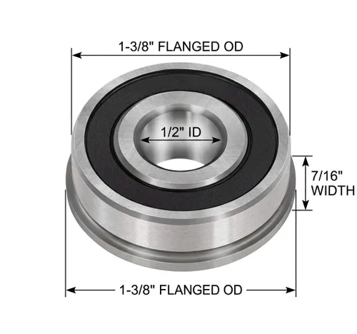 Vista 2 de DEEG 4 rodamientos con bridas de acero cromado de 1/2 pulgada ID 1/2 F202-1/2