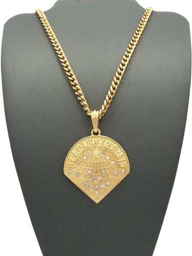 Vista 3 de Brilliant Jewelers USA - Collar de cadena de eslabones cubanos para hombre, diseño de pirámide de hip hop