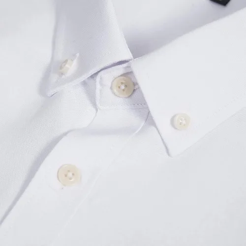 Vista 4 de LOCALMODE Camisa de vestir Oxford de manga corta con botones y corte ajustado para hombre