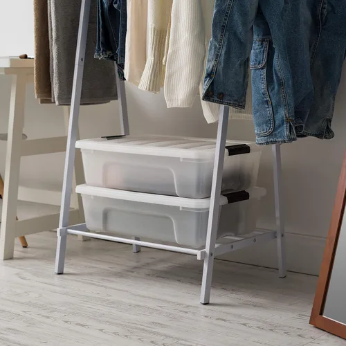 Vista 5 de Iris USA Perchero de metal de pie, blanco Adds storage space for clothing, shoes, and accessories with an open design