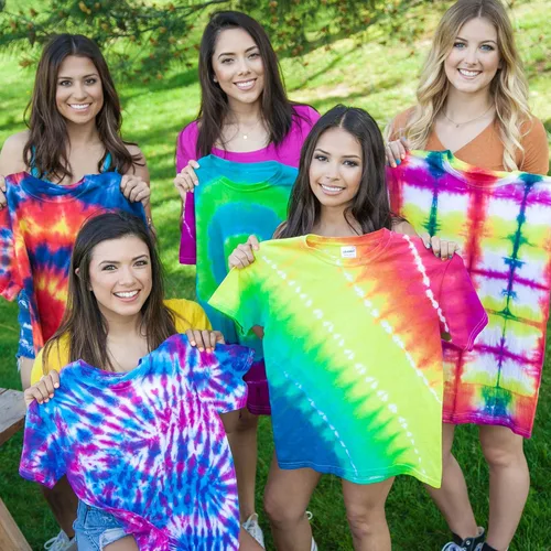 Vista 9 de Kit de teñido anudado de un solo paso Tulip para fiesta de 5 personas, gran actividad de fiesta, regalo para manualidades y artes, colores Arco iris