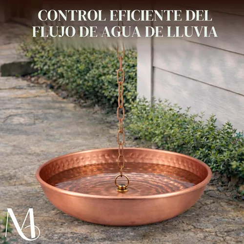 Vista 7 de Monarch Rain Chains 17025 Cuenca de Anclaje de Cadena de Lluvia Martillada a Mano para Bajantes de Canaletas Plato Decorativo de Fuente