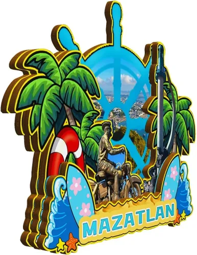 Vista 2 de Mazatlan México - Imán de madera para nevera 3D, monumentos de viaje, coleccionables, recuerdos, decoración hecha a mano -2012