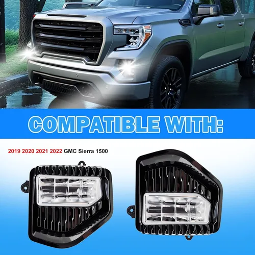 Vista 6 de Luces antiniebla LED para parachoques delantero, para GMC Sierra 1500 2019-2022, lámparas de conducción con interruptor y arnés de cableado, par