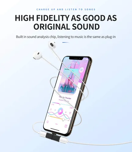 Vista 3 de Paquete de 2 adaptadores de auriculares compatibles con Lightning Double a Audio Jack y cargador de auriculares, divisor de carga compatible