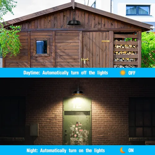 Vista 5 de 3 luces de granero de cuello de cisne de 18 pulgadas para exteriores, lámpara de pared exterior de granja para casa, sensor de atardecer a amanecer