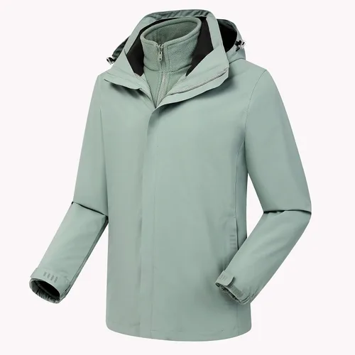 Vista 4 de Chaqueta de esquí para mujer, 3 en 1, con capucha, impermeable, resistente al viento, chaqueta de forro polar, impermeable, snowboard y montaña