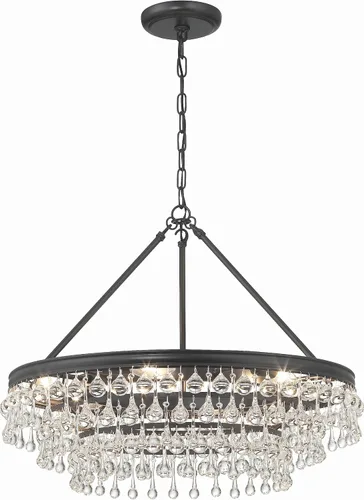 Vista 10 de Crystorama Calypso - Lámpara de araña dorada vibrante con forma de lágrima de cristal de 25 pulgadas