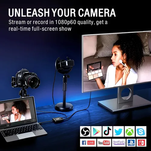 Vista 5 de KKF Tarjeta de captura de video HDMI, 4K 60 Hz USB C 3.0, tarjeta de captura para transmisión y grabación en vivo, dispositivo de captura