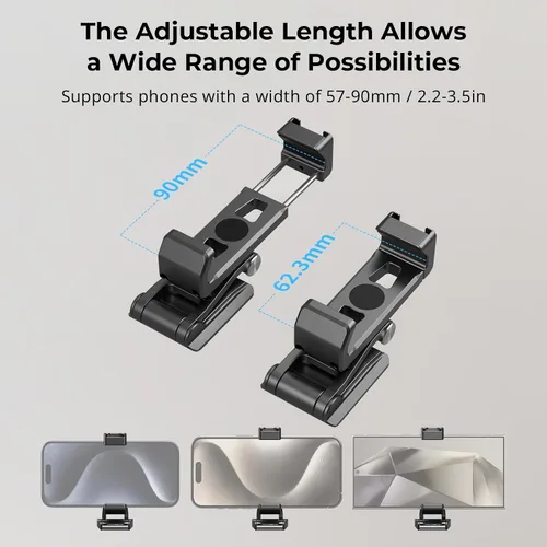 Vista 2 de SMALLRIG Soporte de trípode de metal para teléfono, soporte para teléfono celular con adaptador de liberación rápida para Arca-Swiss, soporte