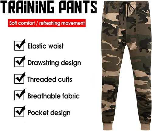 Vista 6 de Conjunto deportivo de 2 piezas con capucha para hombre, casual, cómodo, camuflaje, para hombre