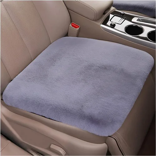 Vista 7 de Paquete de 2 cojines para asiento delantero de automóvil, funda suave y cálida de piel sintética de conejo para asiento de automóvil, almohadilla