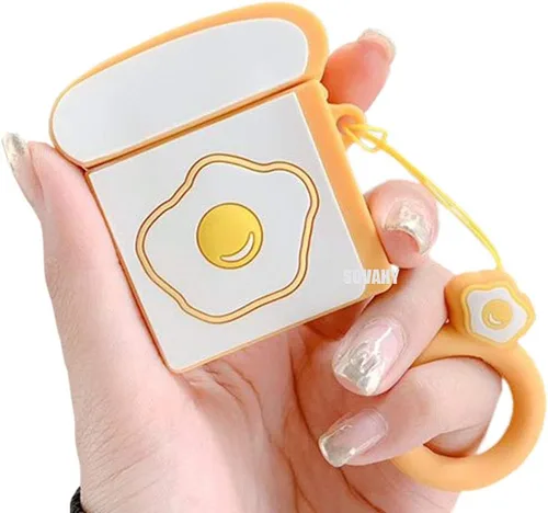 Vista 15 de Linda funda para Airpods, divertida y creativa 3D con forma de frutas y verduras con soporte de hebilla de anillo, funda de silicona suave a prueba