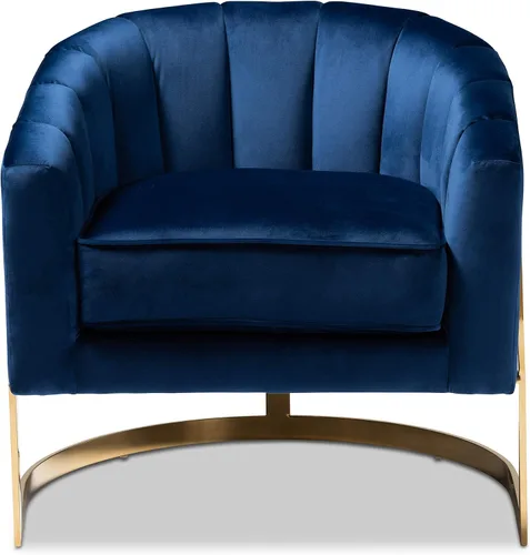 Vista 4 de Baxton Studio Sillas, talla única, azul rey oscuro/dorado