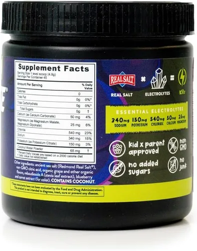 Vista 2 de REDMOND Re-Lyte Kids Hydration - Mezcla de electrolitos en polvo, uva, 7.62 onzas