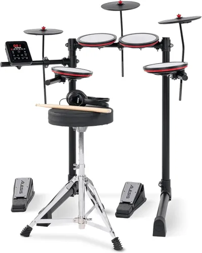 Vista 12 de Alesis Turbo Max Set de Batería Eléctrica con Almohadillas de Malla Silenciosas de 8", Lecciones, Bluetooth y Accesorios, Plegable