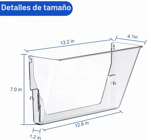 Vista 2 de samstar 6 Pack Clear Wall File Holder, Wall Mount Acrylic File Organizer Hanging Wall Pocket Mail Magazines Organizer for Office,Home