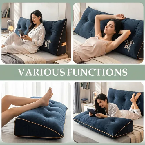 Vista 3 de Almohada de cabecero para dormitorio tamaño individual, almohada de refuerzo para cabecero, almohada de cuña para el cuerpo, almohada trasera