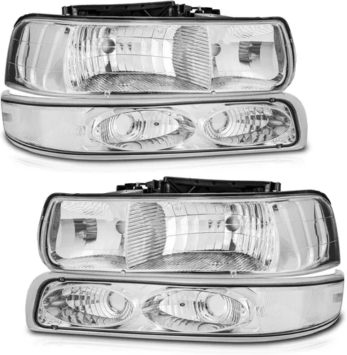 Vista 14 de WEELMOTO Juego de faros delanteros para 99-02 Chevy Silverado 1500 2500; para 01-02 Silverado 1500HD 2500HD 3500HD; para 00-06 Tahoe Suburban 1500