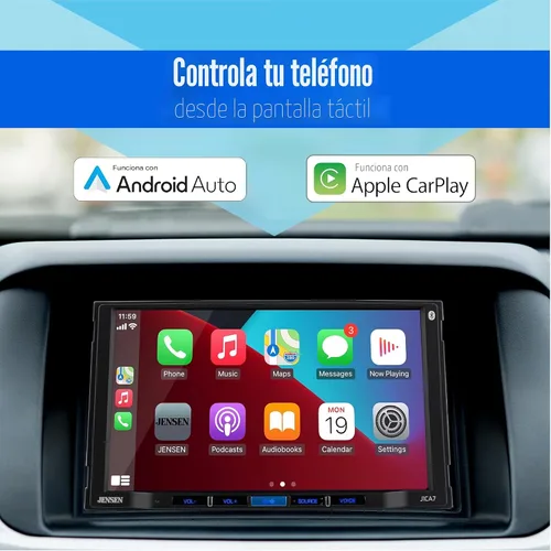 Vista 2 de [Usado] JENSEN J1CA7-BUC Apple CarPlay Android Auto certificado de 7 pulgadas Radio estéreo de coche con pantalla táctil doble DIN Llamadas