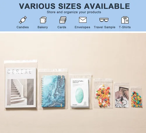 Vista 5 de joybest 100 bolsas de polietileno de plástico transparente con cremallera de 8 x 10 pulgadas, bolsas de plástico con cierre resellable con cierre