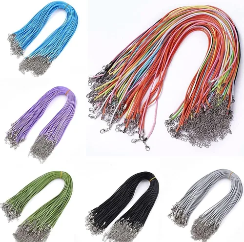 Vista 2 de 100 piezas de cordón encerado de 17 a 19 pulgadas, cuerda trenzada ajustable, para collares, colgantes para hacer joyas, cadenas con cierre de Azure