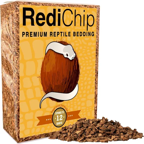 Vista 5 de RediChip - Ropa de cama de reptiles, sustrato de chips de coco mediano suelto, 6 cuartos de galón, mantillo de cáscara de coco para hábitat