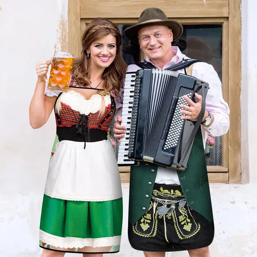 Vista 5 de Leumoi 6 delantales de Oktoberfest para fiesta alemana, delantal bávaro, novedad para mujeres y hombres, para cocinar, barbacoa, regalos de fiesta