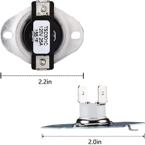 Vista 5 de 3977393 Fusible térmico para secadora 3387134 Termostato de ciclismo 3392519 Fusible térmico 3977767 Termostato de secadora compatible con secadores