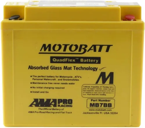 Vista 2 de MotoBatt MB7BB (12V 9 Amp) 150CCA activada de fábrica QuadFlex AGM Reemplazo de batería - YB7B-B
