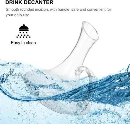 Vista 6 de Decantador de vino de vidrio con asa, decantador de vino tinto transparente para amante, jarra