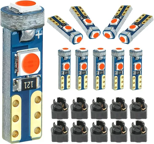 Vista 8 de T5 37 74 Bombilla LED con casquillo de bloqueo de giro PC74 PC37, panel de instrumentos, panel de luz de clúster, paquete de 10 Viene con enchufe